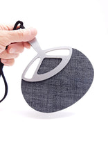 Carica l'immagine nel visualizzatore di Gallery, ventaglio-jap-paglia-antracite-plexiglas-argento